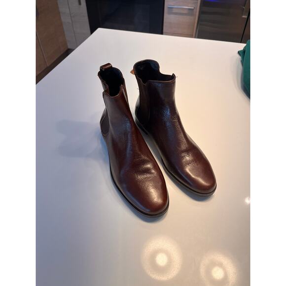 Zara Basic Collection Pointed Toe Chelsea Boots Brown Size 38 - Picture 3 of 11